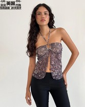 Motel Rocks Womens UK direct mail UO new Janar printed halter neck butterfly vest