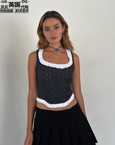 Motel Rocks Womens UK direct mail UO new product Roslyn ruffled square neck short vest