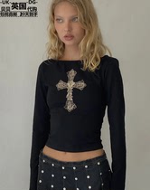 Motel Rocks 女装英国直邮UO新款Amabon十字图案黑色上衣