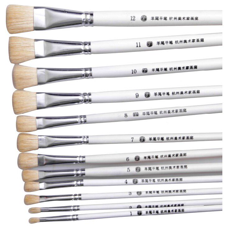 Fine sheep's tail brush Hangzhou Artist Gallery Yang's tail flat pen water gouache single set flat head