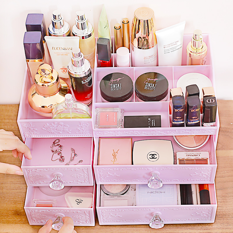 Large cosmetics collection box Advanced desktop drawer type multilayer shelf household skin care box