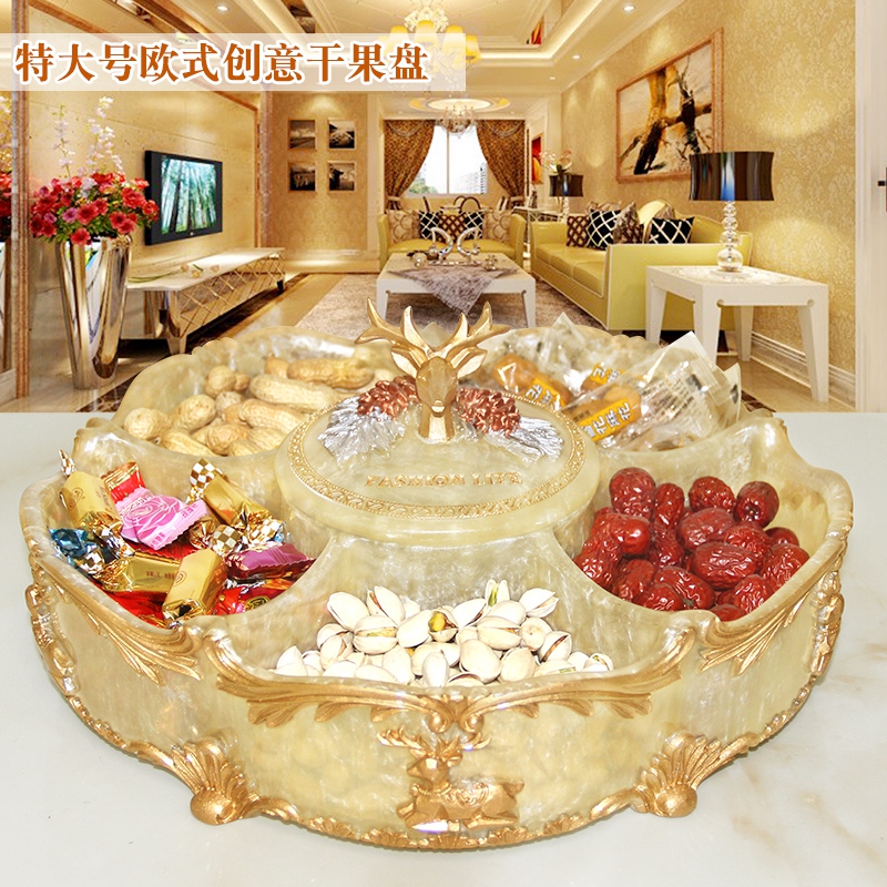 Creative high-end candy plate modern light luxury wind living room dried fruit plate with lid nut snack storage box resin