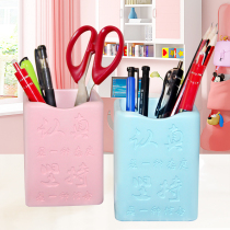 Cute student pen holder Nordic light luxury style creative personality multi-function large capacity makeup brush storage bucket girl heart