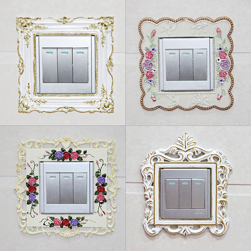 Obanquet Switch Patch Wall Patch Resin Solid Switch Protective Sleeves Eu Style Switch Cloth Applique Creative Home Craft Gift Hem Accessories