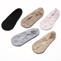 Lace socks childrens socks set boat Socks shallow invisible spring and summer thin low cotton non-slip silicone socks