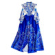 Retro court style long-sleeved V-neck ruffled waist single-breasted printed A-line dress elegant long skirt