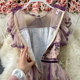 Summer new line collar ruffled lady temperament self-cultivation thin mesh splicing mid-length dress