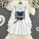 2023 autumn new Hong Kong style retro long-sleeved single-breasted shirt dress two-piece denim camisole