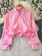 Sweet Three-Dimensional Ruffle Trim Design Shirt 2025 New Chic Slim-Fit Short Top
