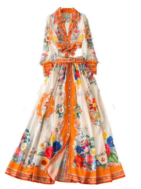 2025 Early Spring Niche Atmosphere Printed Resort Style Suit Collar Short Slim Fit Jacket Skirt Suit