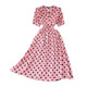 2022 summer French retro waist and thin bubble short-sleeved V-neck a-line dress elegant temperament large swing dress