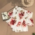 In từ vai in eo eo tay áo jumpsuit nữ retro ống top quây quây chân rộng quần short quần tập gym cho nữ Quần short