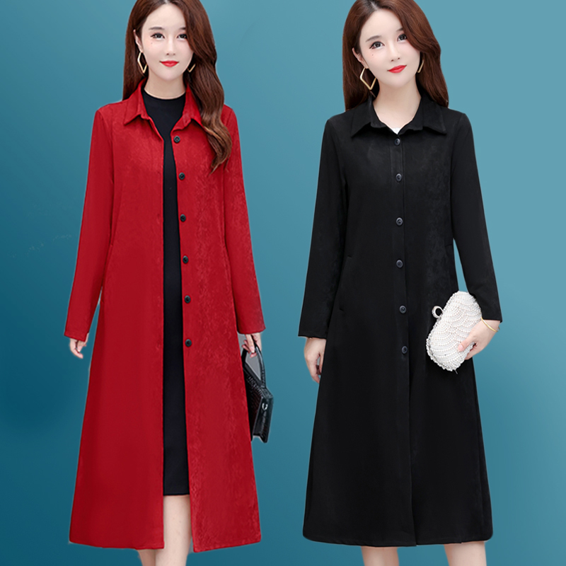 Plus-Size Women's Spring Trench Coat, Mid-Length, Stylish New Model for Middle-Aged and Elderly Women, Thin Spring and Autumn Jacket
