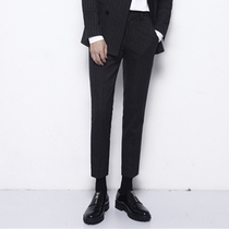 Spring and Autumn Korea Dongdaemun temperament slim-fit striped suit pants Mens business casual British suit trousers