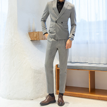 Summer thin suit mens suit Korean slim two-piece suit Professional formal dress groom wedding best man group dress tide