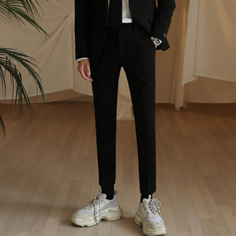 Han-style pants men black youth fixed small foot business casual pants dress British men dress suit pants