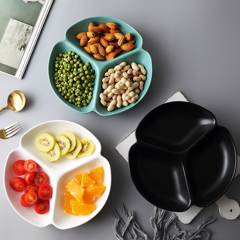 Artistic creative nut fruit plate grid personality snack plate Nordic household dried fruit box Simple snack plate Living room