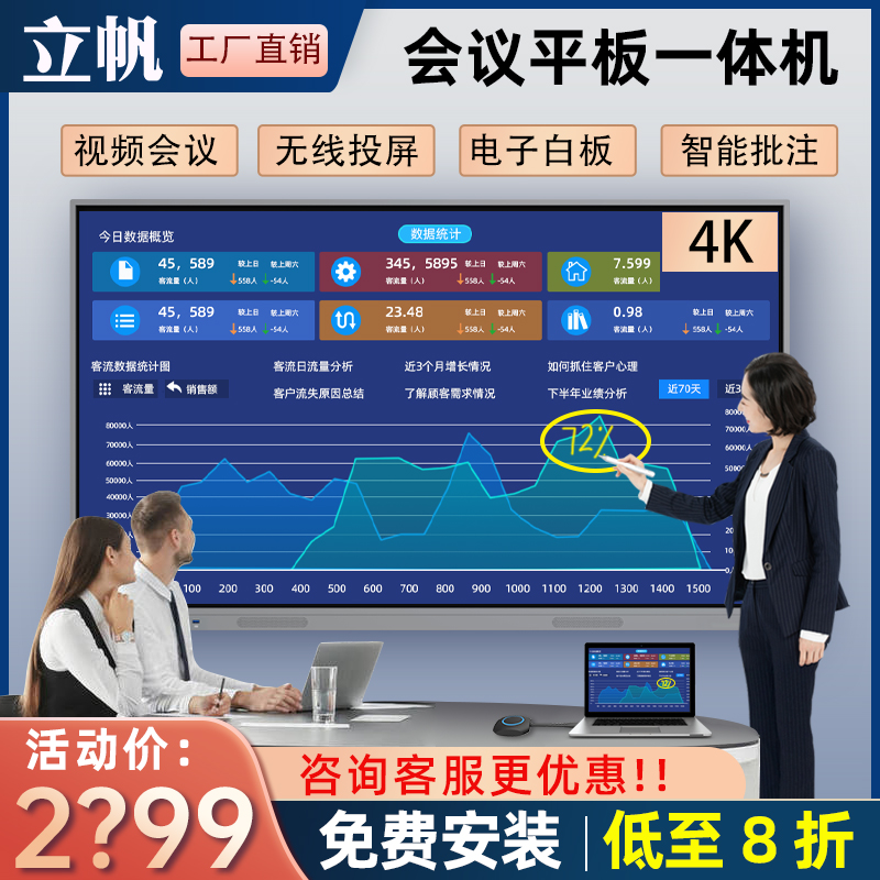 Lifan Smart Meeting Tablet All-in-one Touch Screen TV Office Screen Interactive Electronic Whiteboard Blackboard-Taobao