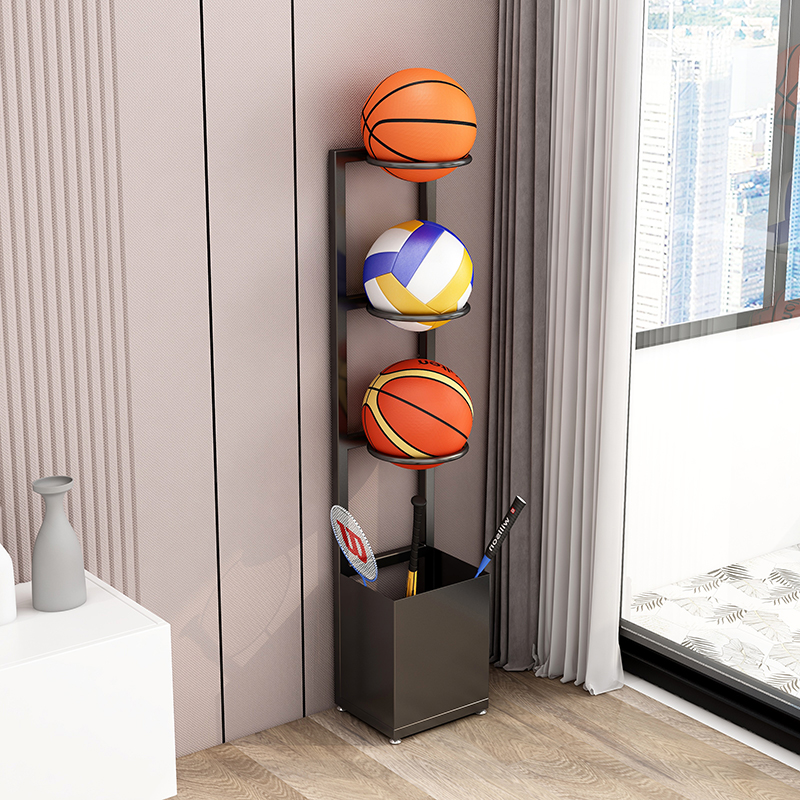 Fitness Room Basketball Football Containing shelf frame leaning against wall Home Indoor Sports Equipment Rack Racket Placement Rack