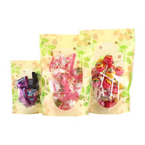 Green printing transparent self-supporting pocket flower tea packaging bag household common storage bag daily necessities self-sealing bag