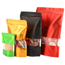 Black red gold embossed window self-supporting self-sealing bag clothing inner bag dry food biscuit bag aluminized standing textured bag
