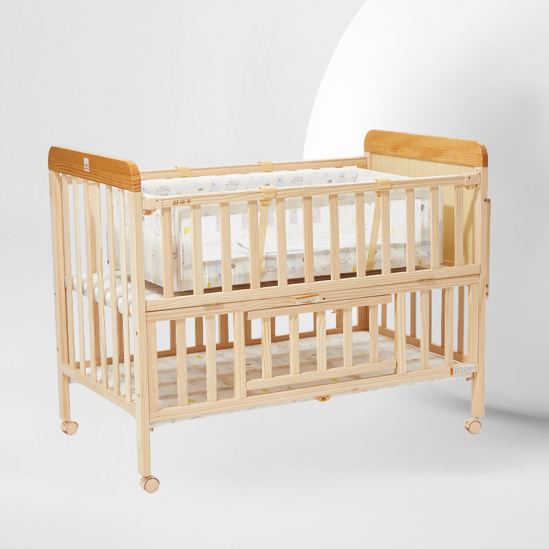 Gb Goodbaby Crib Solid Wood Baby Multi-Functional Splicable Pine Kidsren's Bed with Mosquito Net Mc283/115