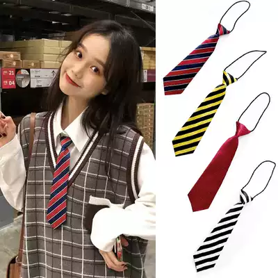 Tie female Japanese short ins terroir cool bundy retro shirt decoration college style striped Harajuku