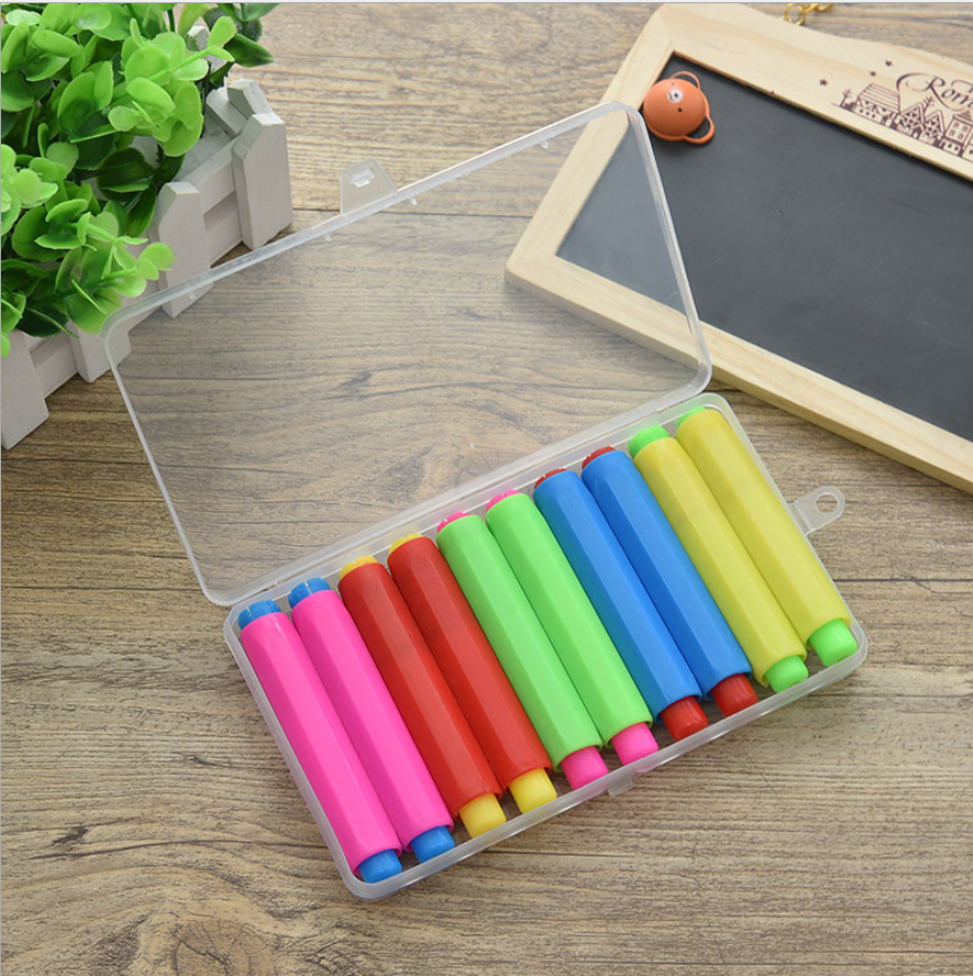 Non-magnetic chalk clip Color teacher special automatic pop-up Environmental protection, safety and non-toxic 1 dustproof chalk set