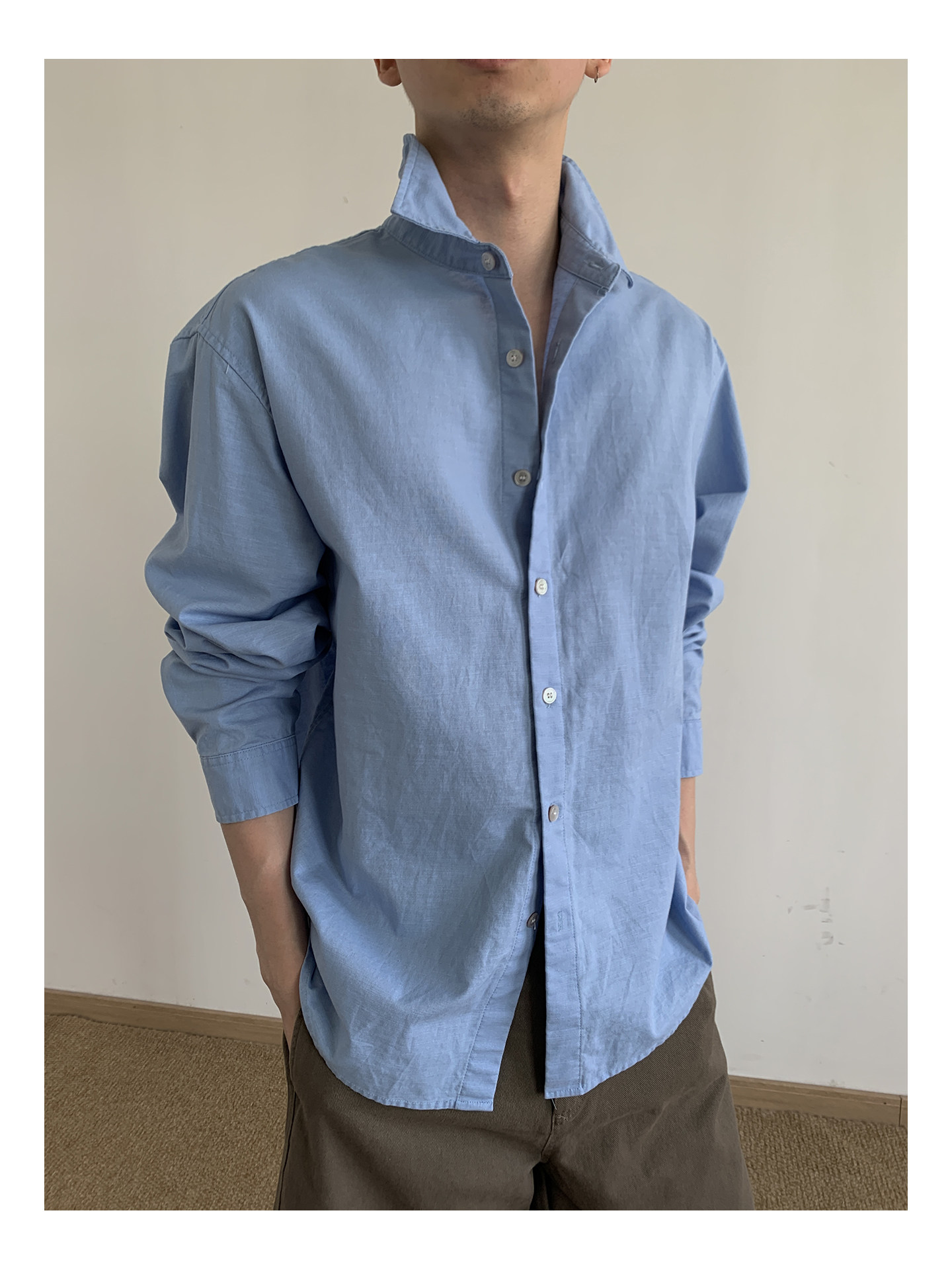 MION Blue Linen Loose Shirt