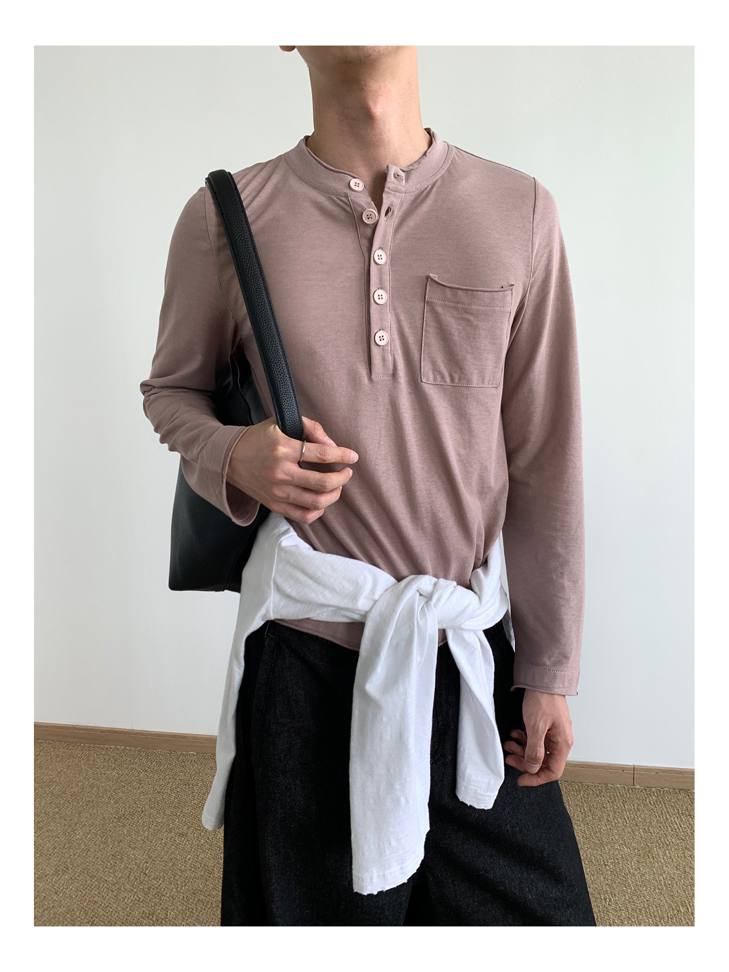 MION Henley Rolled-Edge Long-Sleeve Tee