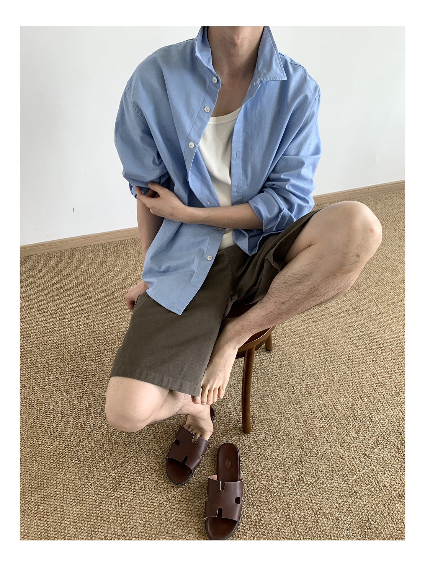 MION Blue Linen Loose Shirt