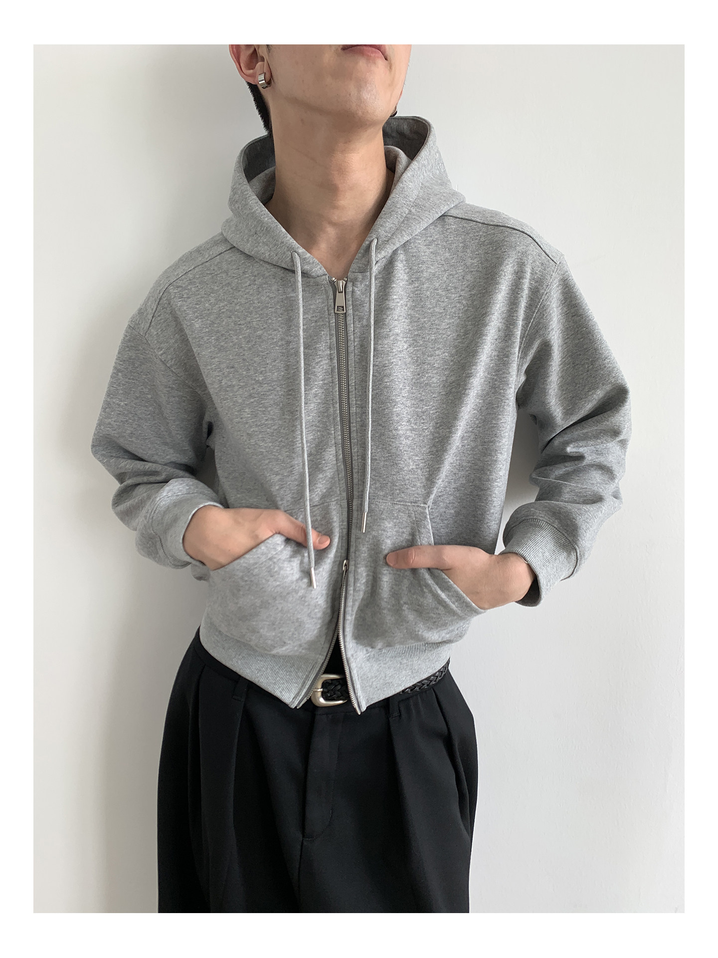 MION Cropped 435g Zip-Up Hoodie