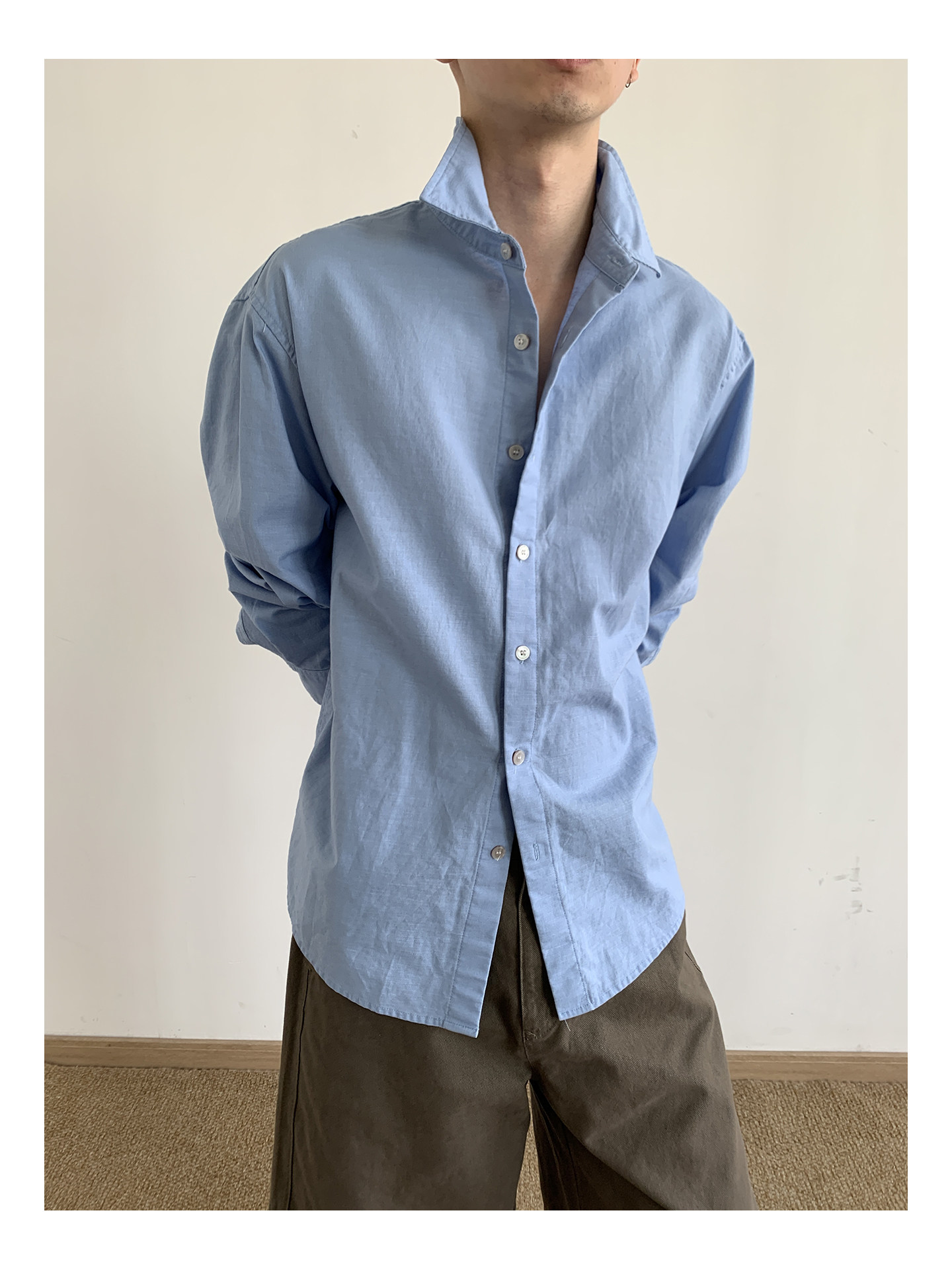 MION Blue Linen Loose Shirt