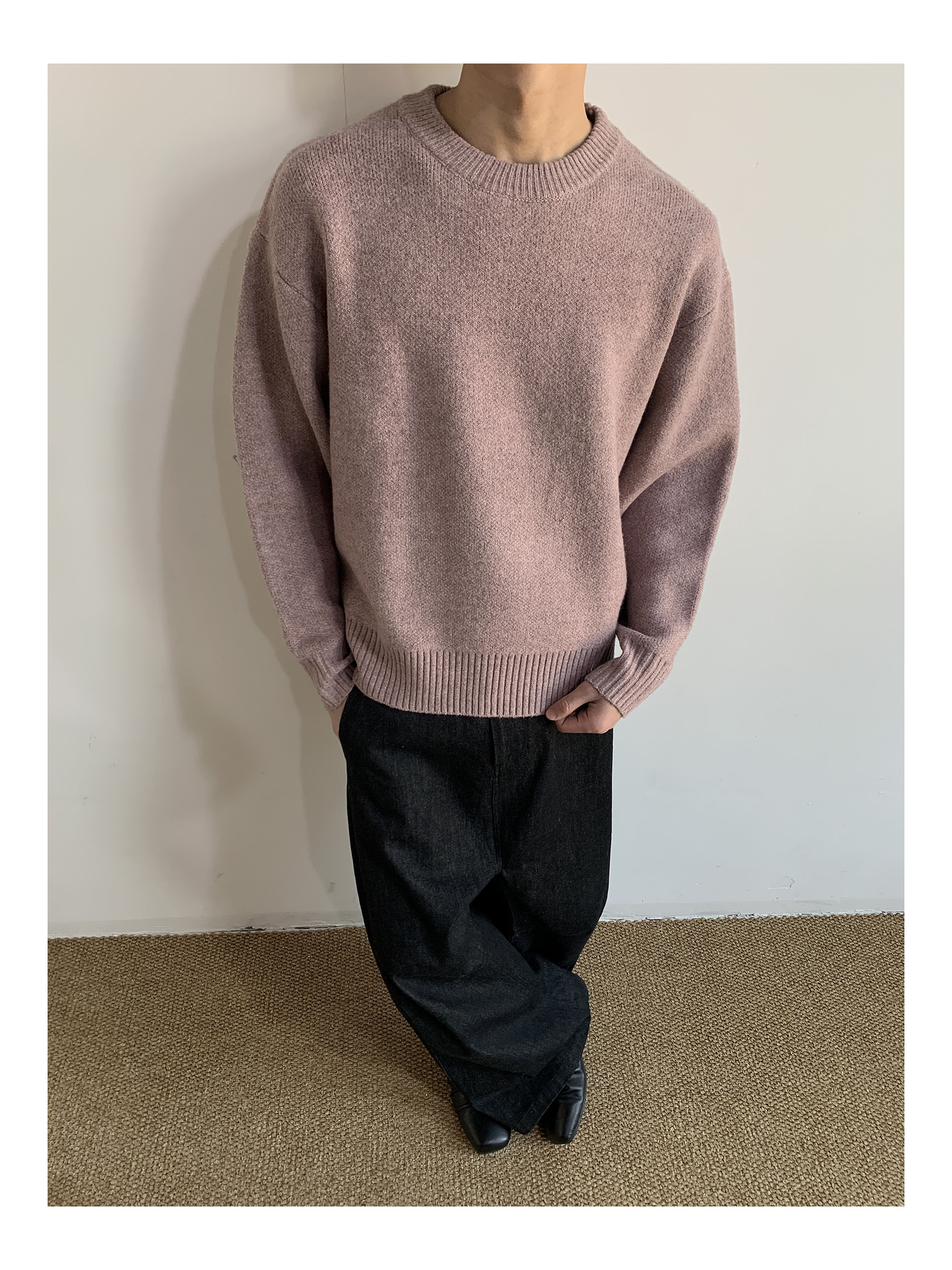 MION Thick Crew Neck Cropped Sweater