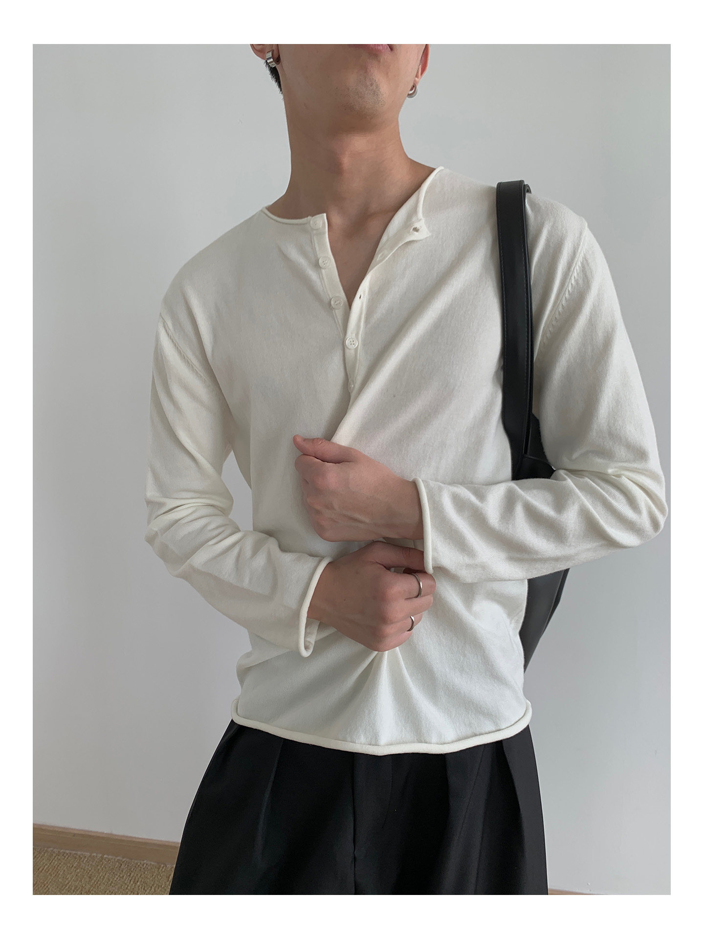 MION Henley Knit Sweater