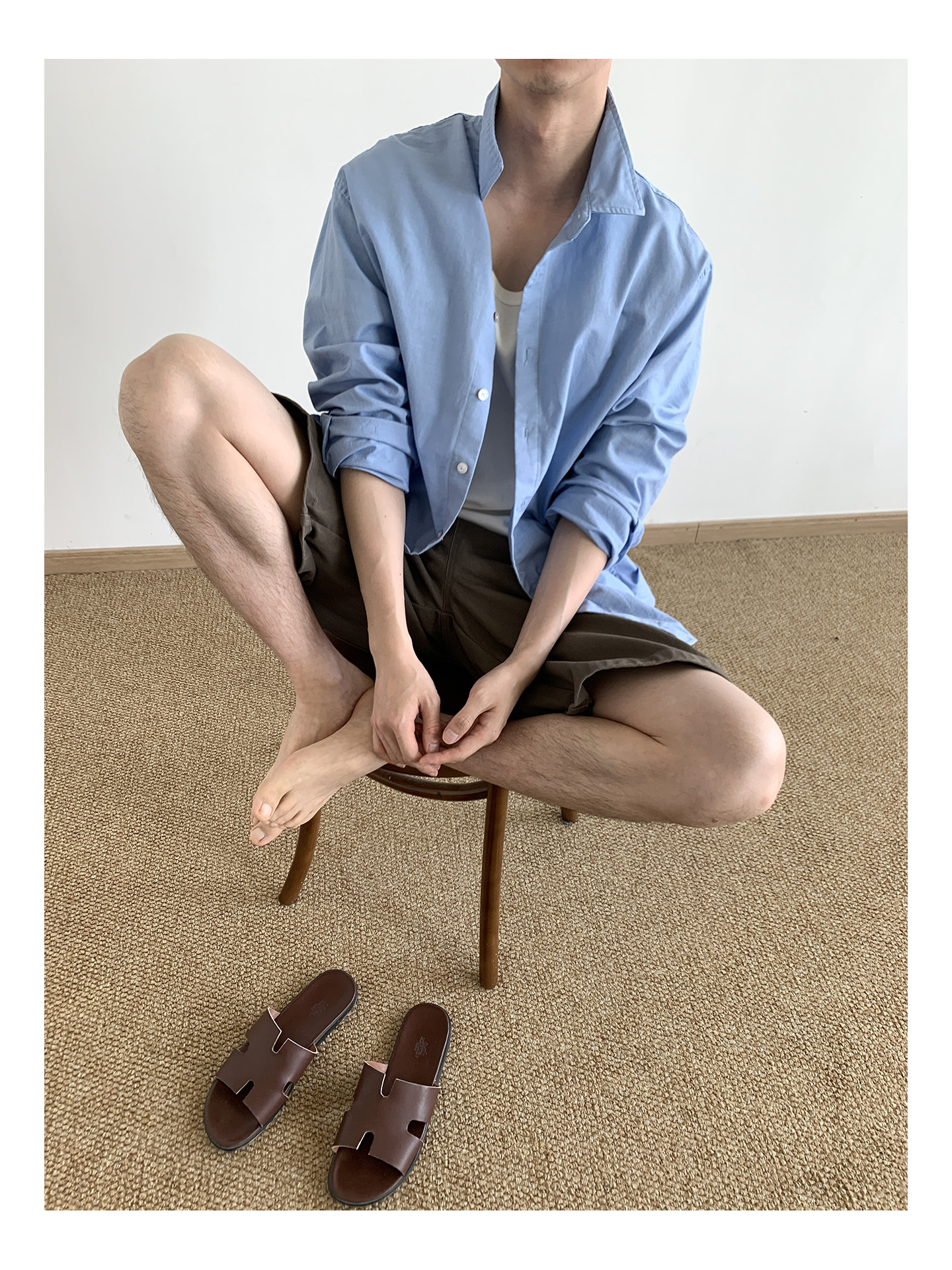MION Blue Linen Loose Shirt