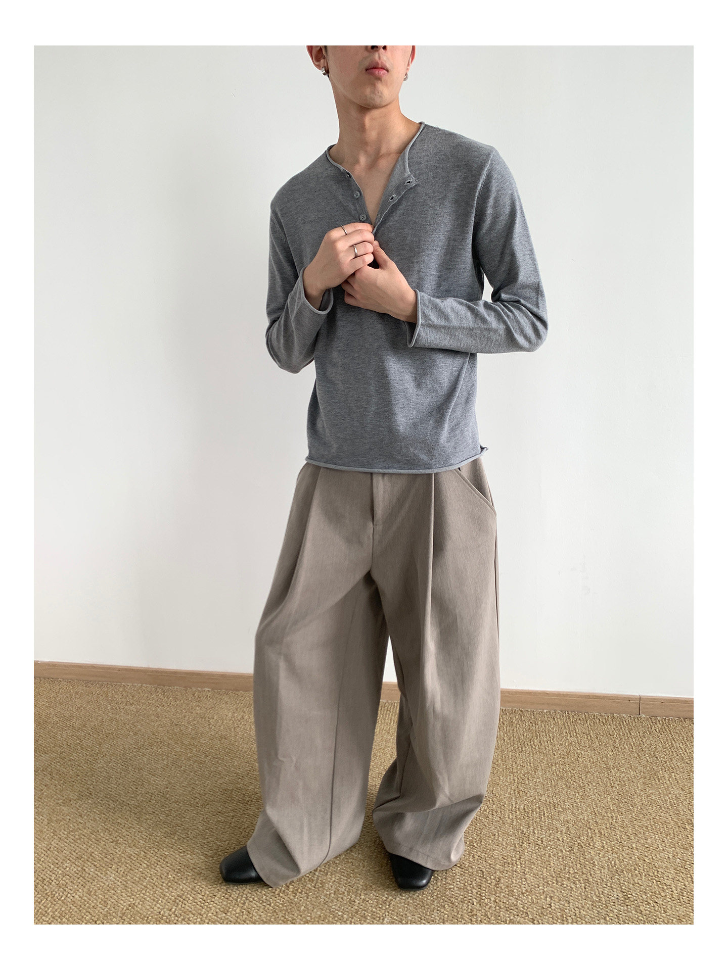 MION Henley Knit Sweater