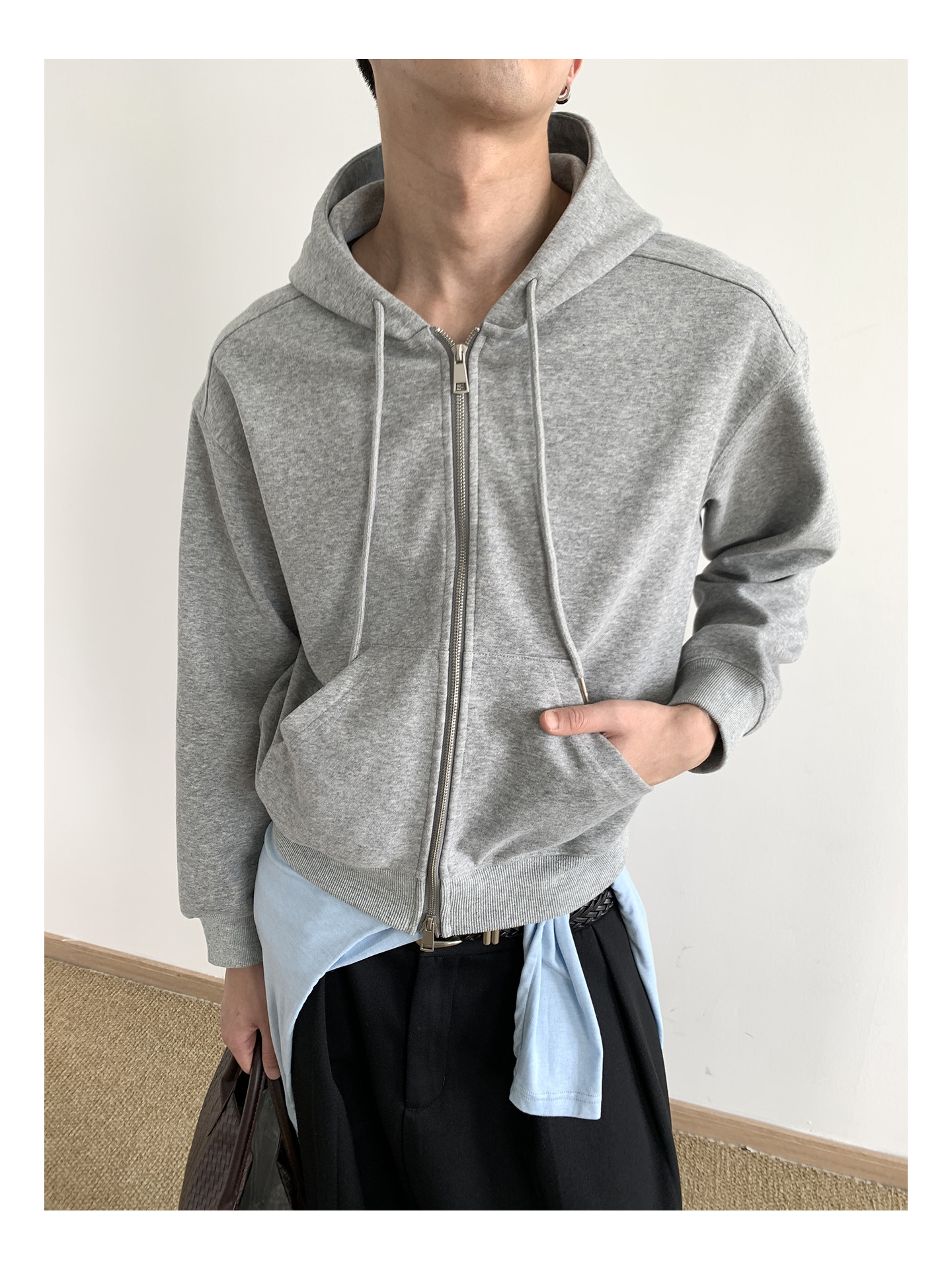 MION Cropped 435g Zip-Up Hoodie