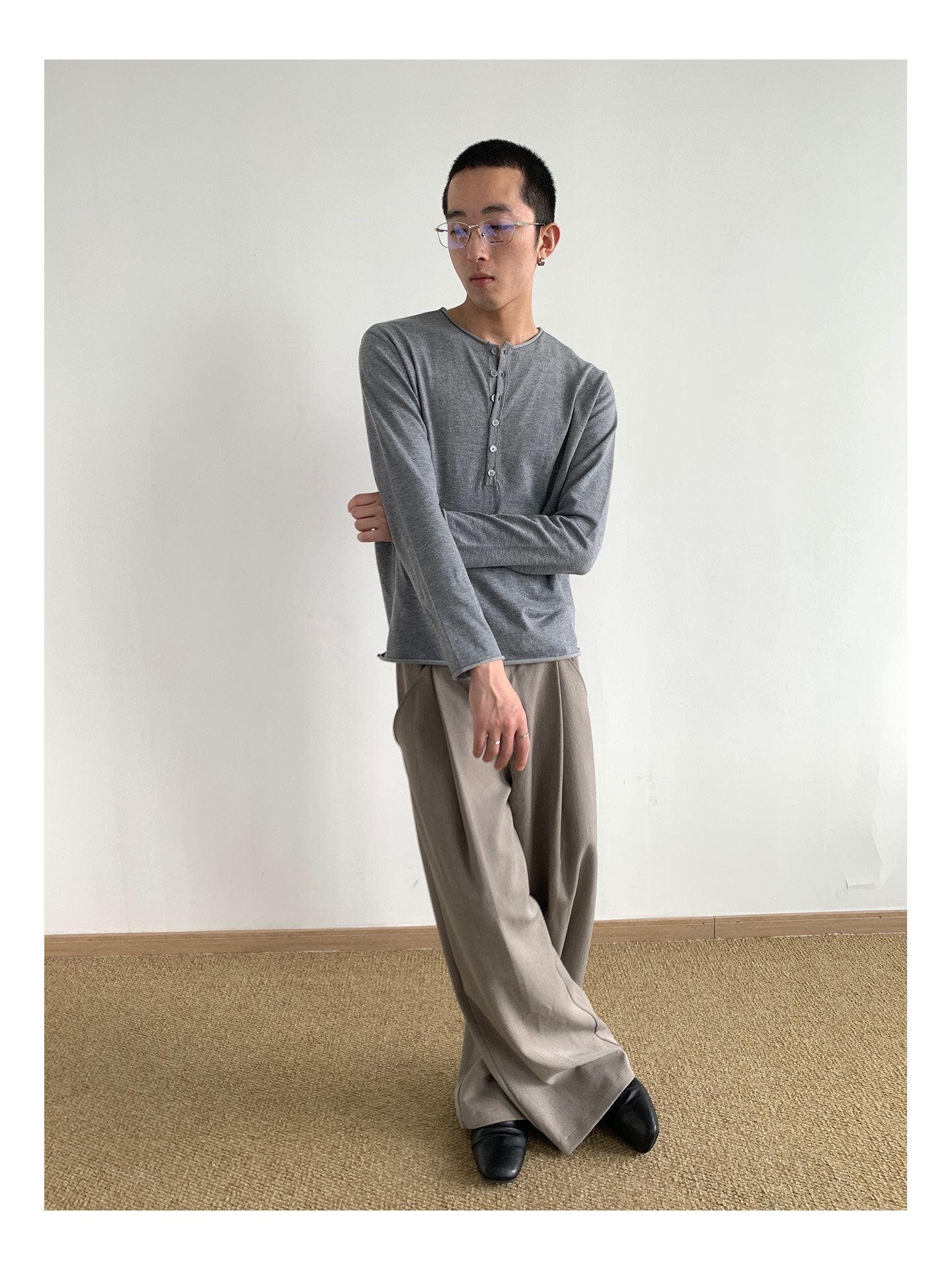 MION Henley Knit Sweater