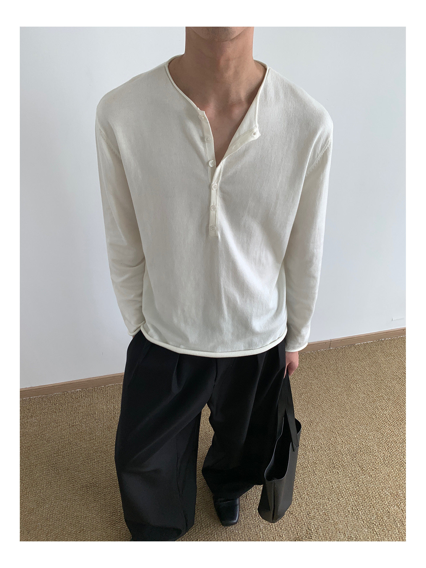 MION Henley Knit Sweater