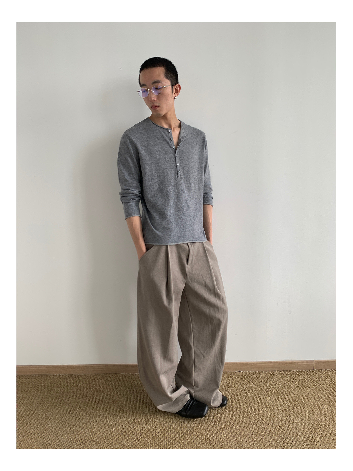 MION Henley Knit Sweater