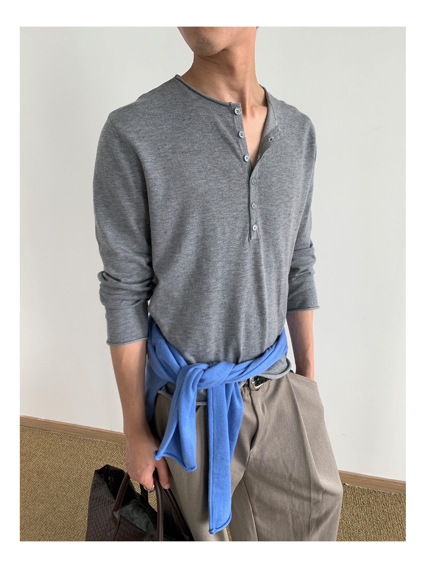 MION Henley Knit Sweater