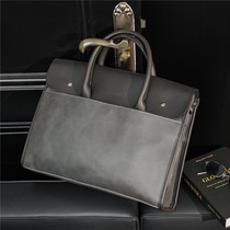 Hong Kong genuine leather new large-capacity mens bag Korean style handbag briefcase shoulder bag crossbody bag computer bag