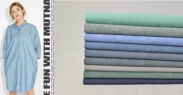 Handan bán đặc biệt worsted vintage denim cotton rắn màu chambray / handmade DIY áo vải cotton vải