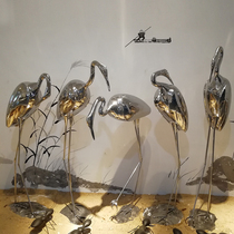 Stainless steel egret outdoor garden landscape sketch pool rockery waterscape sculpture art beauty garden installation