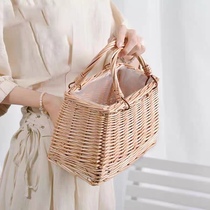 Mothers Day high-end Nordic style willow weaving portable flower arrangement basket waterproof flower basket flower shop willow weaving rattan basket