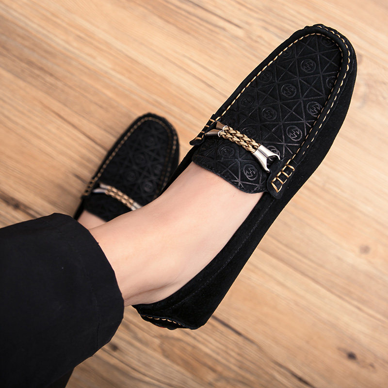 Leather Peas Shoes Men's Autumn 2022 New Pigskin Korean Lazy Shoes Youth Casual Shoes All-match Driving Shoes Trend