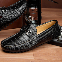 2022 Summer new leather shoes Crocodile Bean Shoes Men Genuine Leather Shoes Hans Edition Leisure 100 Ride Trends Mens Shoes Summer