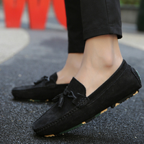 Spring genuine leather mens bean shoes mens 2022 new Korean version 100 hitch driving shoes personality leather shoes students sloth shoes