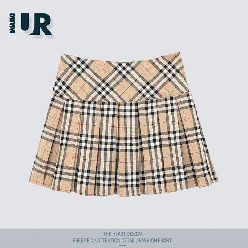 DWVIVI UR Grid Skirt New Skin A - word Skirt College wind high waist sweet spicy skirt girl
